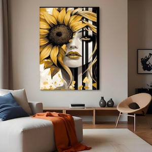 Abstract Woman Head Flowers Canvas Art, Girl Flowers Poster, Flower Woman Poster, Woman Wall Art, African American Art, Wall Art Canvas Gift