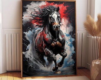 Black Horse Canvas Print: Rustic Animal Wall Art, Ready to Hang