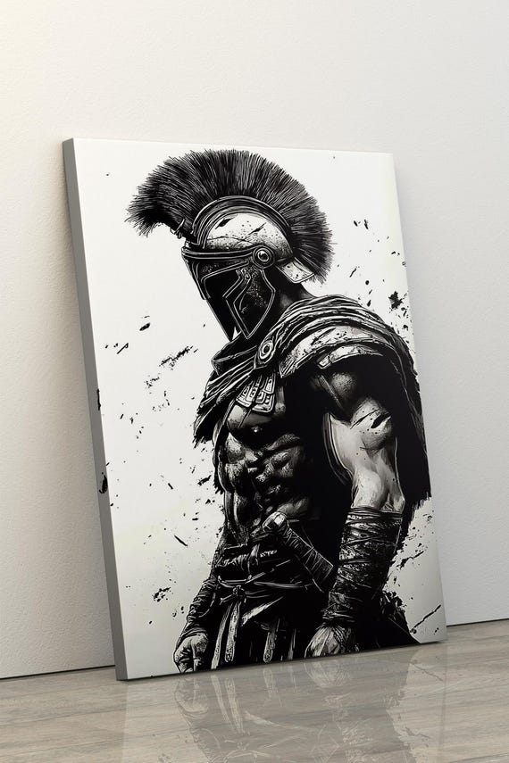 Spartan Warrior Canvas Art: 300 Movie Poster, Muscular Man Wall Decor