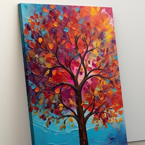 Abstract Tree Art Print, Colorful Tree Of Life Painting, Colorful Nature Wall Art Prints, Home Decor, Textured Wall Art, Canvas Wall Decor
