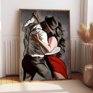 Tango Couple Canvas Print: Dancing Couple Painting on Cotton