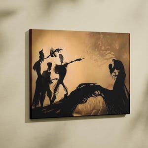 Three Brothers and the Deathly Hallows Canvas, Wizard Home Decor, Movie Poster, Film Poster, Deathly Hallows, Wizard Decor, Poster Gifts