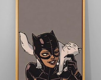 Catwoman Wall Art, Canvas Print, Movie Poster, Superhero Wall Art, Boys Room Decor, Canvas Or Poster, Culture Wall Decor, Catwoman Poster