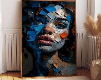 Woman Face Portrait Canvas Print, Abstract Woman Art Canvas, Home Decor, Woman Faceless Poster, Ready to Hang, Black Framed Art, Gold Framed