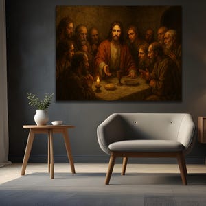 The Last Supper Prints Canvas, Large Wall Art, Christian Art, Jesus Wall Art, Disciples, Bread, Religious Bible Painting, The Last Supper