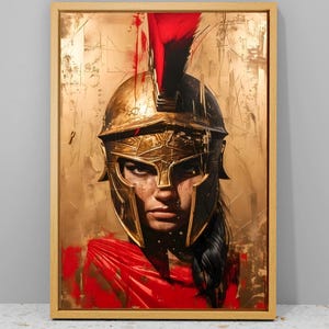 Woman Spartan Warrior Poster, Gladiator Canvas Print, Spartan Soldier Canvas Painting, Warrior Wall Art, Warrior Canvas, Game Room Decor
