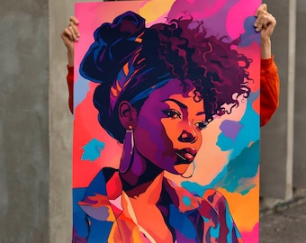 Black Woman Canvas Art: Modern Fashion Wall Decor
