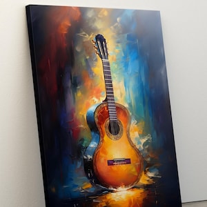 Colorful Guitar Picture Canvas, Wall Art for Guitarists, Music Room Decor, Gifts for Musicians, Framed Ready to Hang, Canvas or Poster