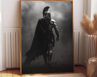 Spartan Soldier Canvas Print, Gladiator Canvas Wall Decor , Ancient Ages Warrior Wall Art, Warrior Canvas, Game Room Wall Decor, Gifts Art