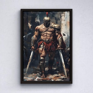 Spartan Warrior Canvas Print: Ancient Greek Art, Game Room Decor