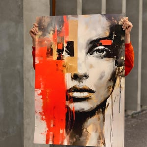 Abstract Woman Face Print, Painting Canvas, Abstract Face Wall Art, Woman Faceless Painting, Instant Download, Woman Wall Art, Poster Gifts