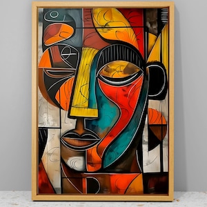 Abstract African Mask Art Canvas, Ethnic Wall Art, Afrocentric Art, Museum Poster, Gallery Wall Art, African Mask, Extra Large Wall Art