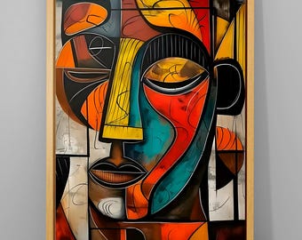Abstract African Mask Canvas Art: Ethnic Afrocentric Wall Decor