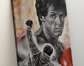 Rocky Balboa Canvas Art, Motivational Gym Decor Canvas Wall Art, Rocky Balboa Art, Sylvester Stallone Art, Black and White Boxing Wall Art