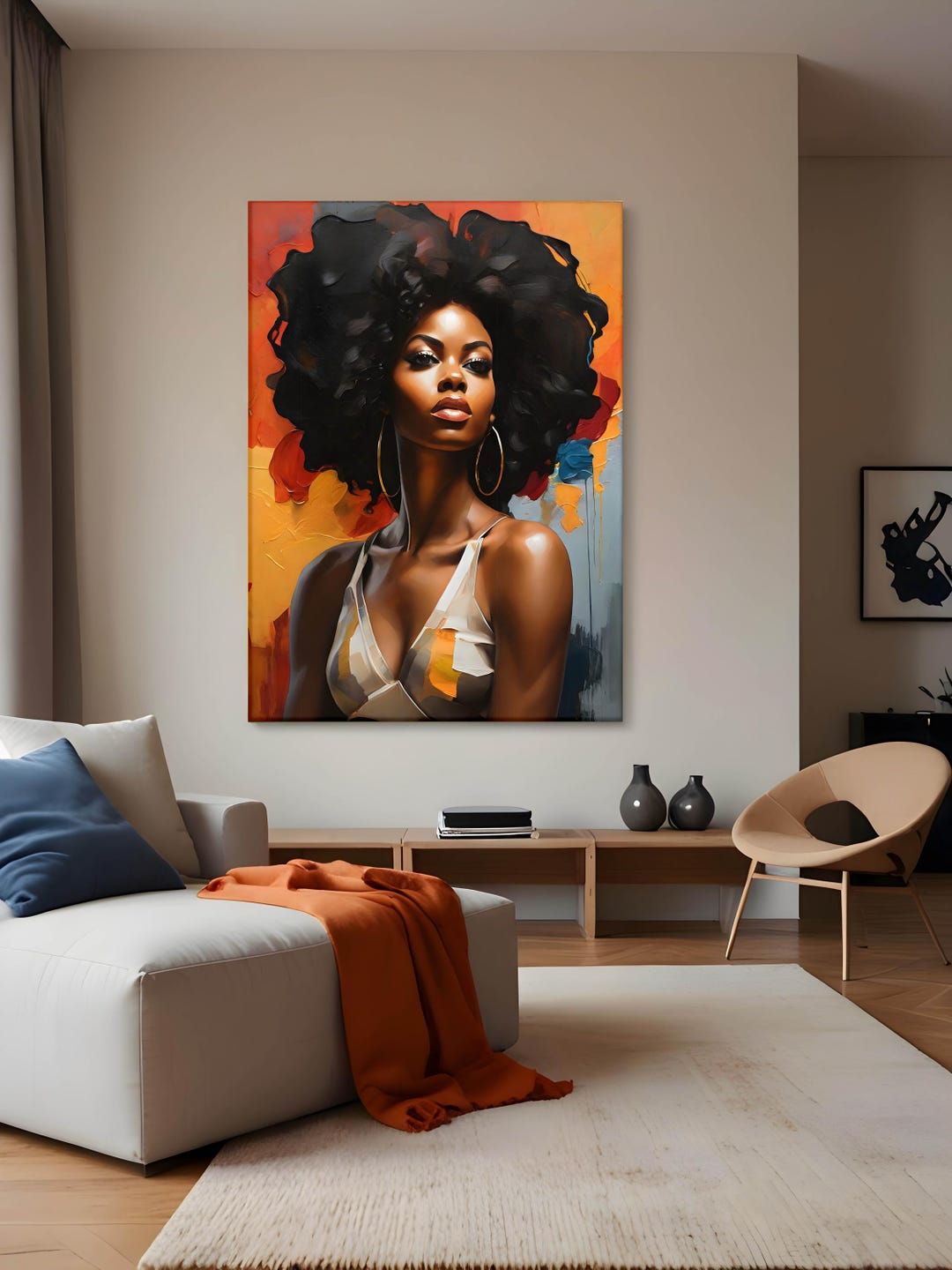 Black Woman Abstract Painting on Canvas, Abstract Woman Wall Art, Woman ...