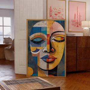 Abstract African Woman Canvas Art: Ethnic Tribal Portrait