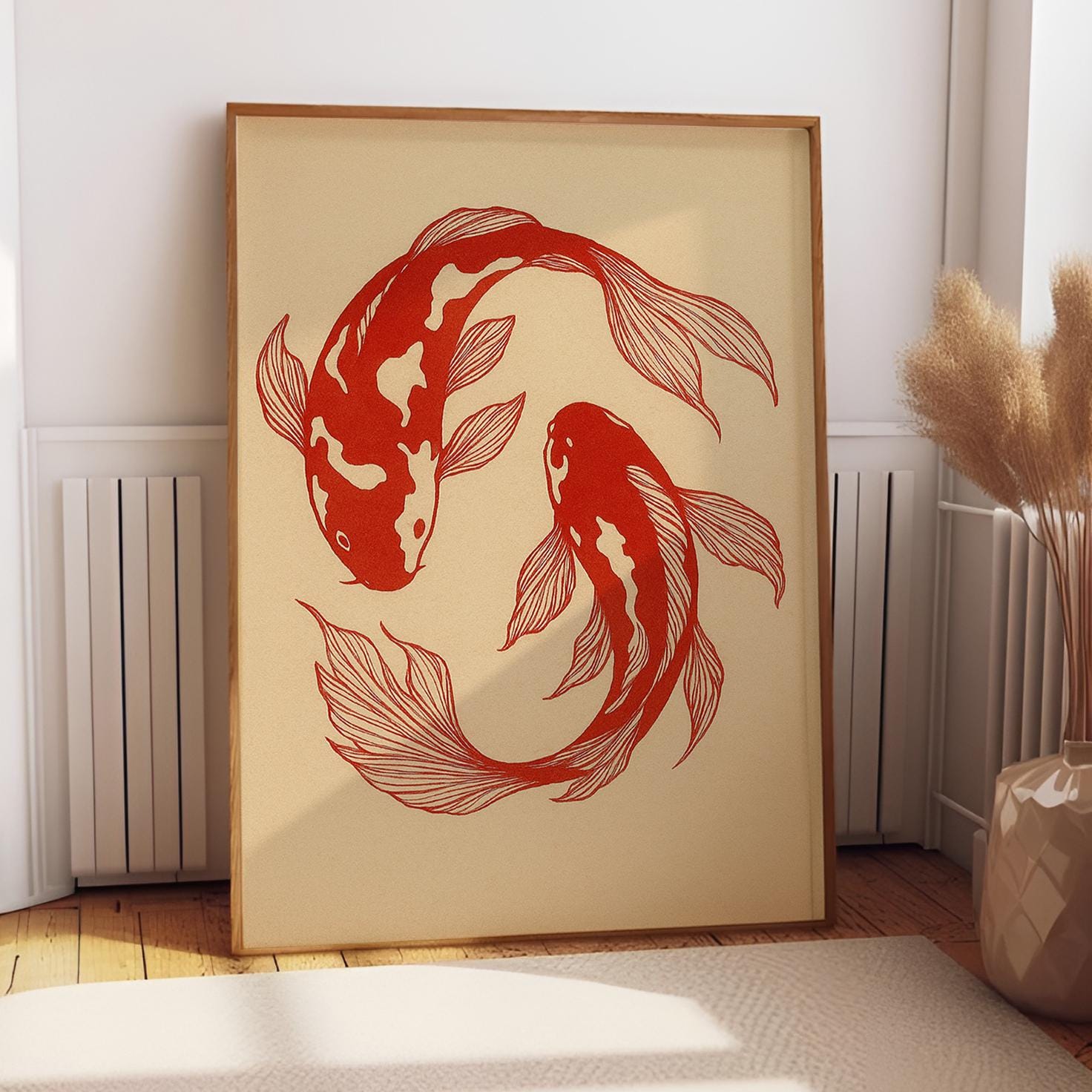 Japanese Koi Fish Canvas Print: Minimalist Wall Art - Etsy