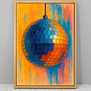 Gold Disco Ball Art Print: Retro Glam Decor
