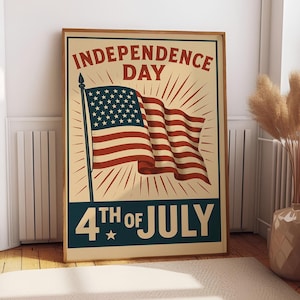 Vintage American Flag Painting, America Independence Day Art, Fourth 4th Of July Poster, 4th of July Gifts, Vintage American Flag Prints