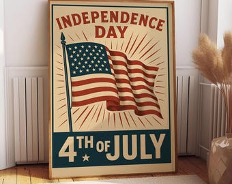 Vintage canvaskunst met Amerikaanse vlag: decor patriottische onafhankelijkheidsdag