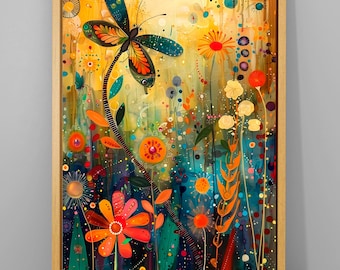 Canvaskunst vlinder: print vintage botanische bloemen