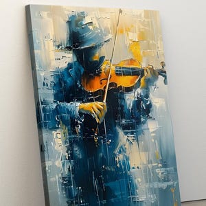 Violin Player Painting Canvas, Man With Violin Wall Art, Music Room Decor, Gift For Musicians, Framed Ready To Hang, Canvas or Poster, Gifts
