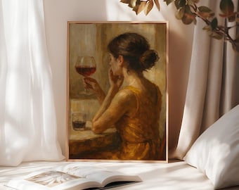 Woman Drinking Wine Art Print: Fashionable Feminist Wall Decor