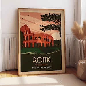Rome Canvas Print: Italy Travel Poster, Tropical Decor