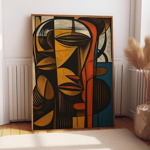 Abstract African Mask Art Print, Ethnic Art, Afrocentric Art , Museum Poster, Painting African Abstract, Aesthetic Wall Decor, Ready to Hang