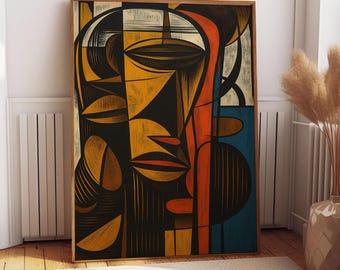 Abstract African Mask Canvas Art Print: Ethnic Afrocentric Decor