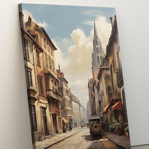 Old City Street Canvas Art, Abstract Wall Art, Vintage City Wall Art, Old City Streets View Painting, Framed Canvas, Old Street Wall Decor