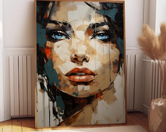 Abstract Woman Face Portrait Canvas Print, Framed Canvas, Printable Wall Art, Woman Faceless Instant Download, Ready to Hang, Canvas Poster