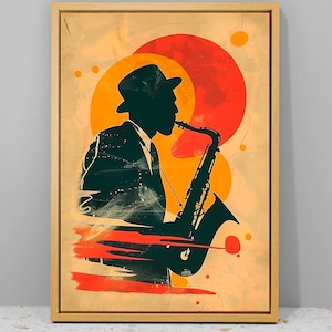 African Jazz Canvas Art: Black Musician, Abstract Music Wall Decor