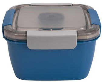 Salad Lunch Box 1.1L – Salad Bowl with Lid, BPA-Free | 3-Compartment Bento Box Microwave Safe – With Dressing Containers & Reusable Spoon