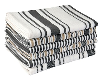 Pack of 5-Tea Towels – 100% Cotton Premium Kitchen towels- Extra Absorbent Hand Towels for Kitchen with Hanging Loop - Size 70 x 50 cm