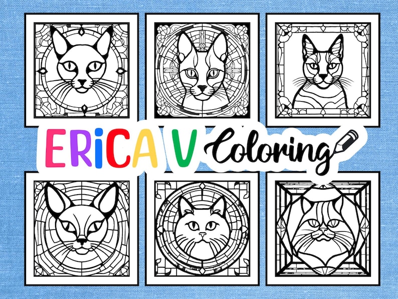 Stained Glass Cat Coloring Pages: Relaxing Art (digital Download) - Etsy
