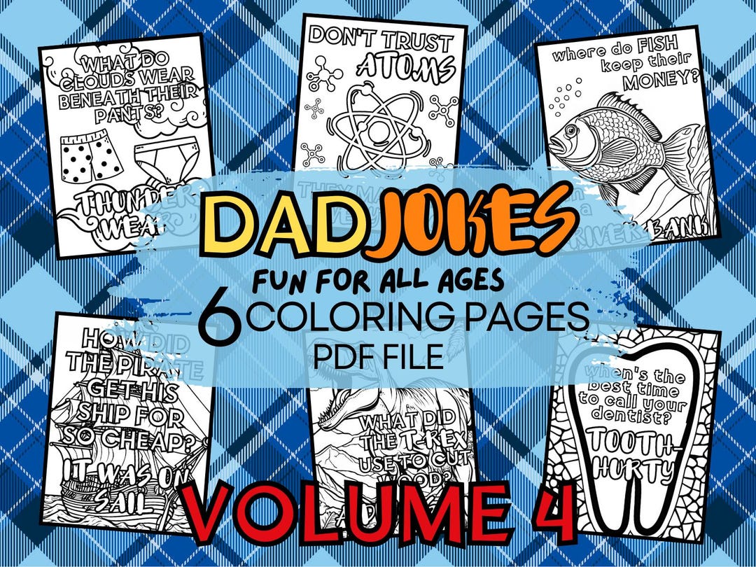 Dad Joke Coloring Pages Cute, Bold, Funny Illustrations, Printable Instant Digital Download PDF ...