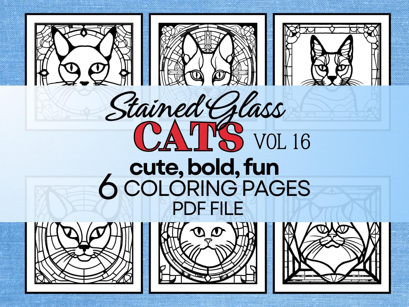 Stained Glass Cat Coloring Pages: Relaxing Art (digital Download) - Etsy