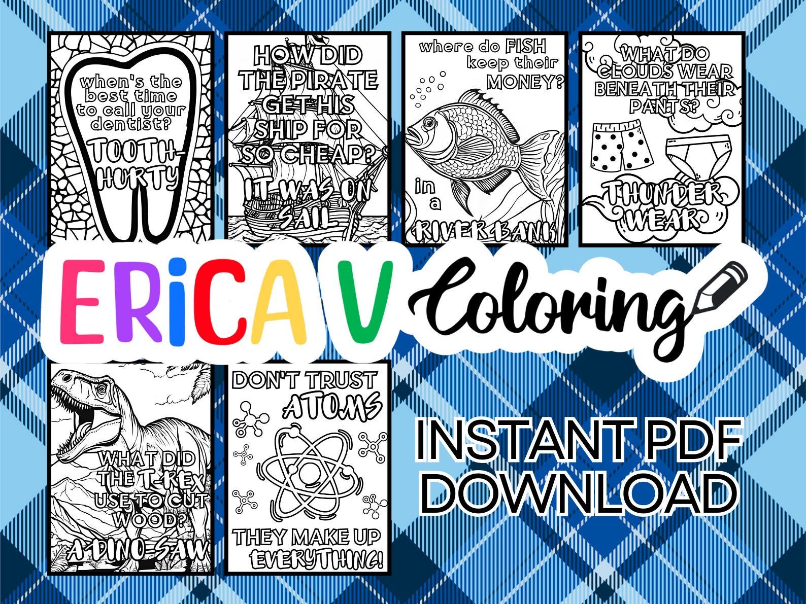 25 Dad Joke Coloring Pages Cute, Bold, Funny Illustrations, Printable Instant Digital Download ...
