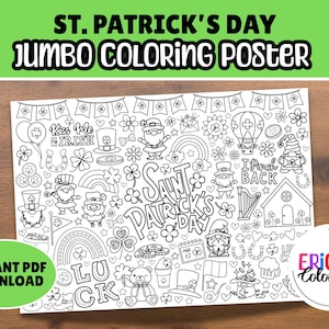 Giant Printable ST PATRICKS DAY Coloring Page Poster | Coloring Banner | Large Format Printable Activity Poster | 30x42” | Digital Download