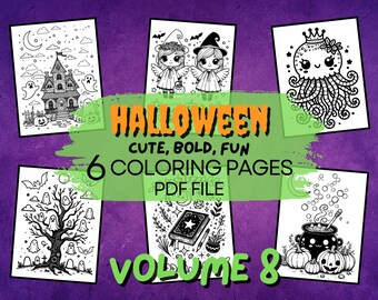 Dibujos para colorear de Halloween con ilustraciones espeluznantes (Descarga digital en PDF)