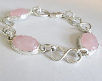 Rose Quartz Sterling Siver Bracelet