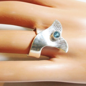 Mermaid Tail Ring Sterling Silver Blue Topaz