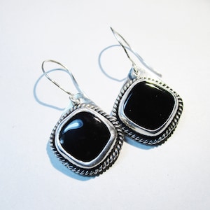 Black Onyx Earrings Sterling Silver