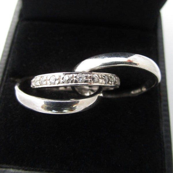 Vintage Rolling Ring 3 Rings Sterling Silver and CZs