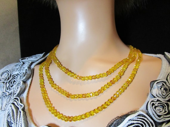 Vintage 1940s Citrine Simulant 67 Inch Necklace