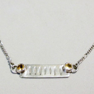 Citrine Necklace Straight Bar Sterling Silver