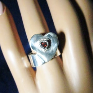 Heart Garnet Ring Sterling Silver