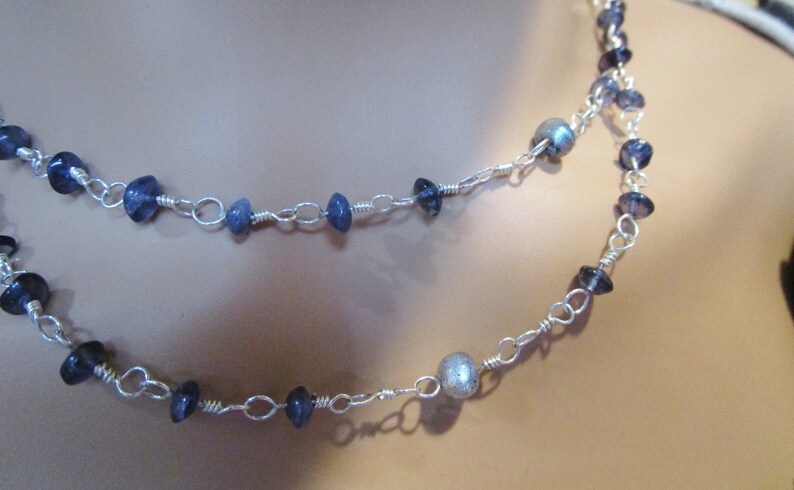 Iolite and Labradorite Necklace Sterling Silver