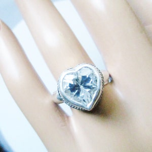 Heart Shaped Clear White Topaz Ring .925